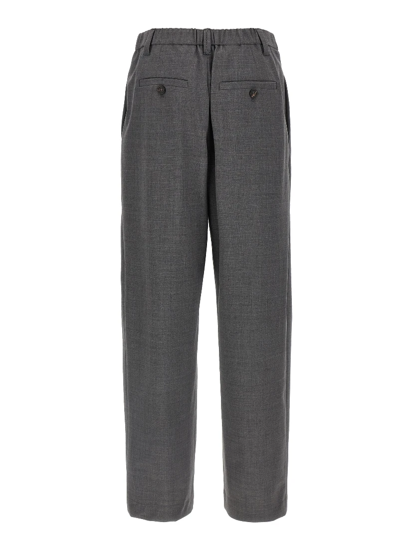 Gray Virgin Wool Casual Pants