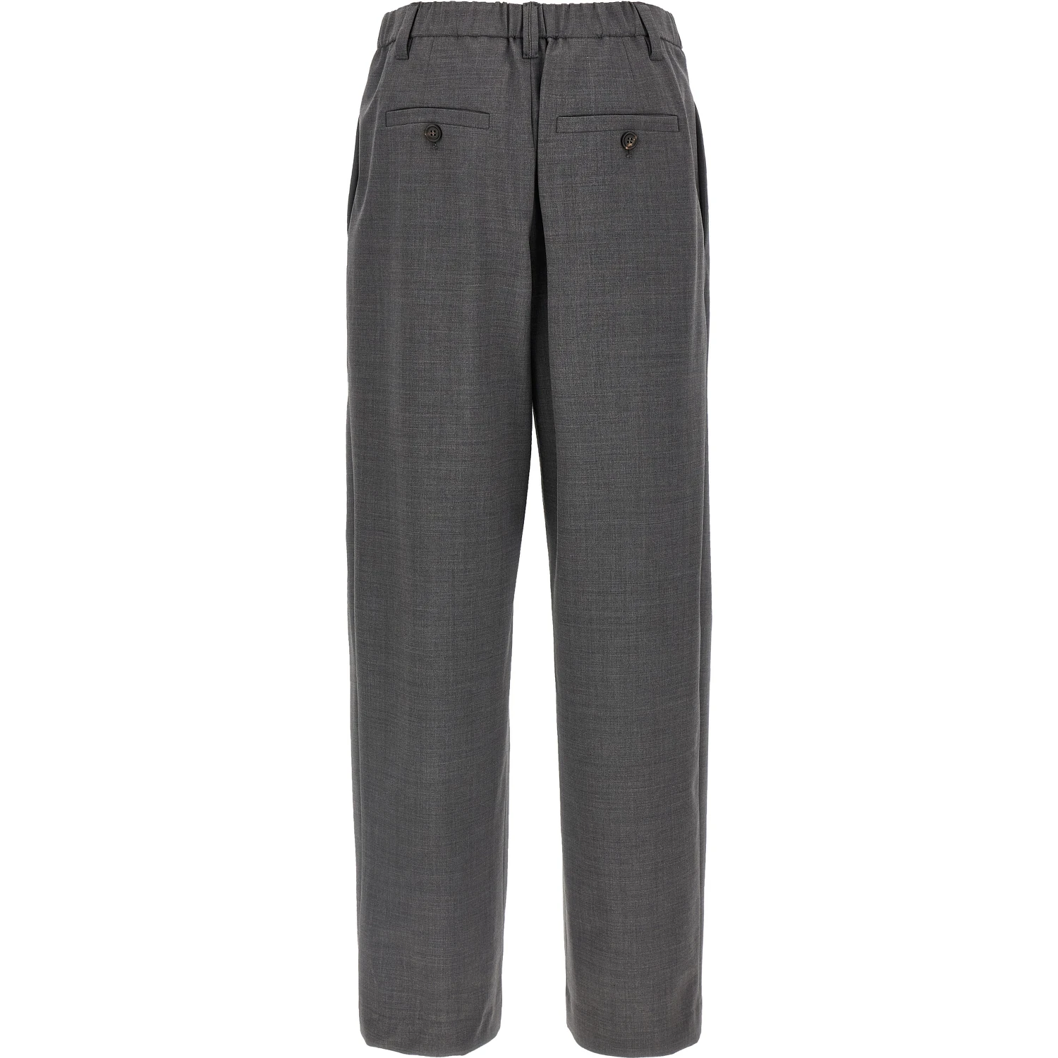Gray Virgin Wool Casual Pants
