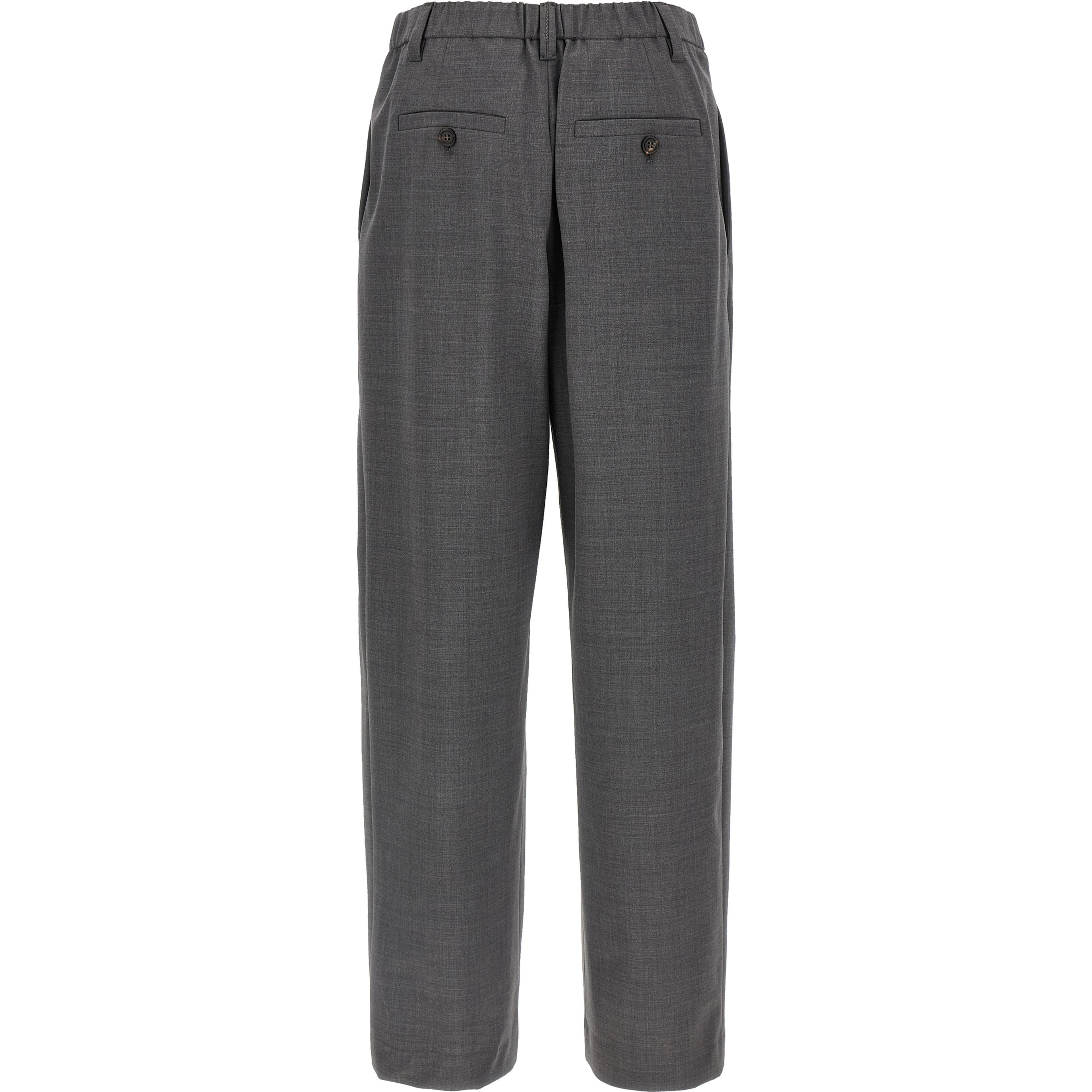 Gray Virgin Wool Casual Pants