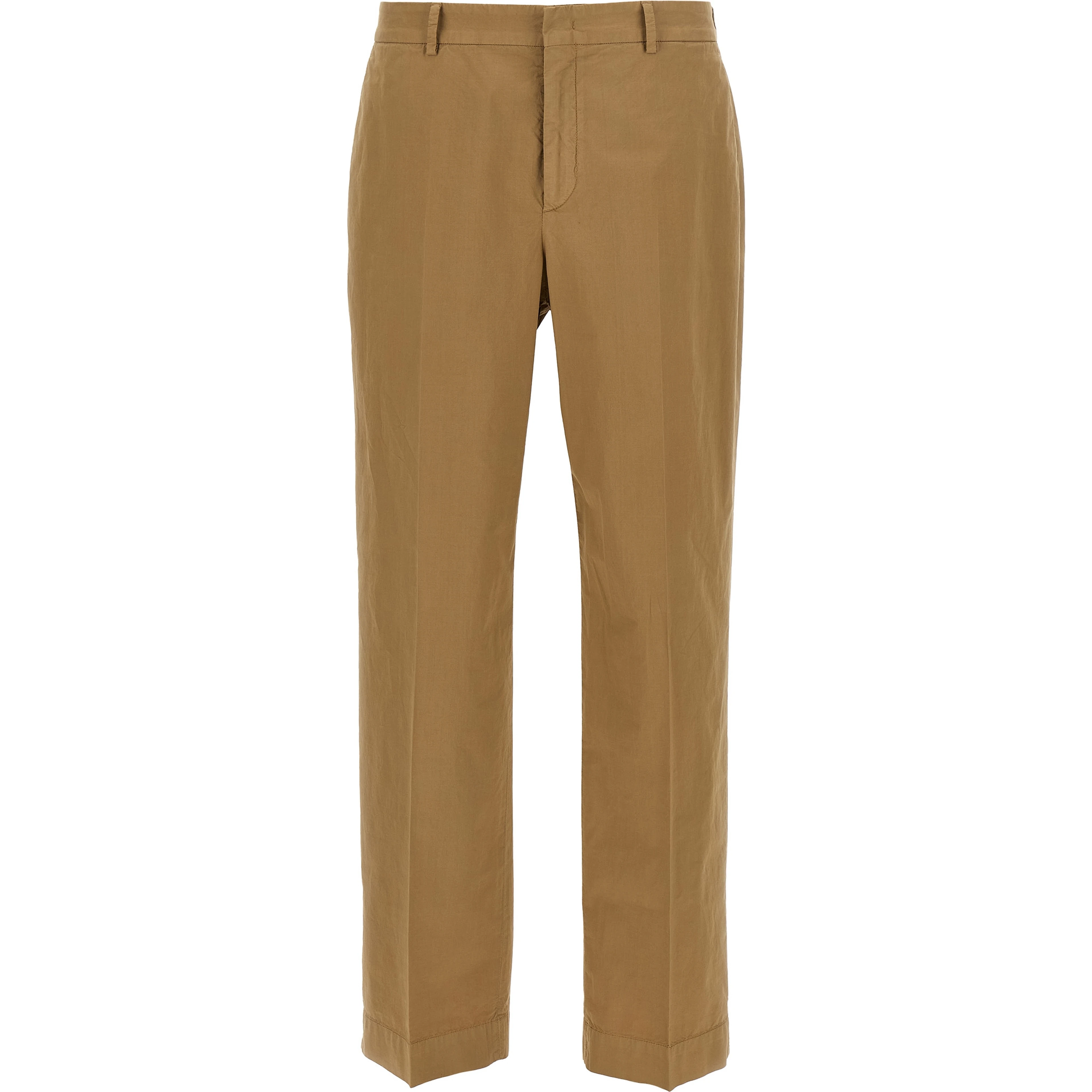 Beige Cotton Casual Pants
