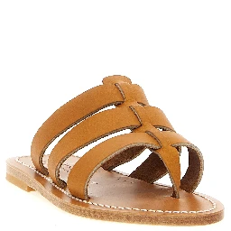 Beige Cowhide Slides