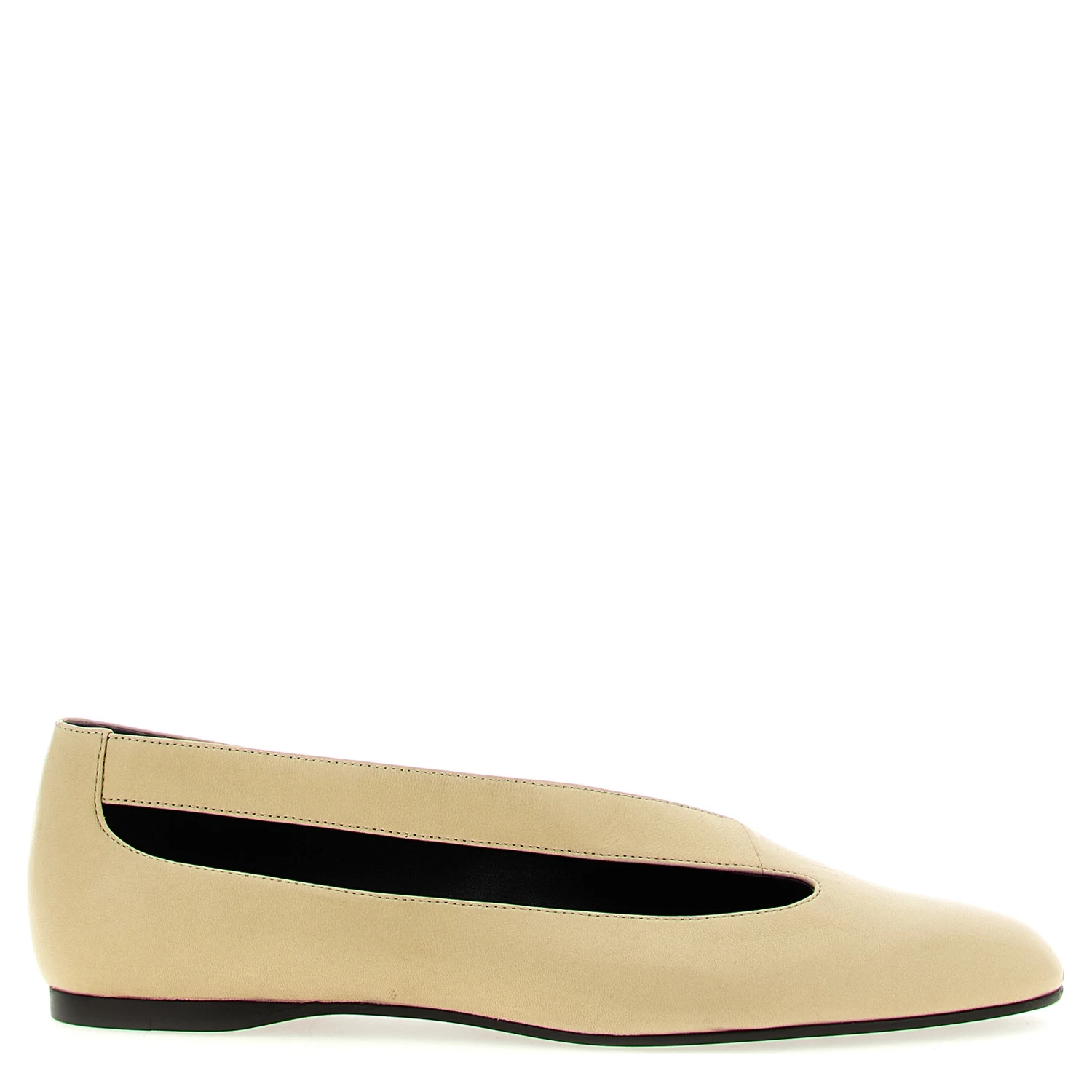Beige Lamb Leather Ballet Flats
