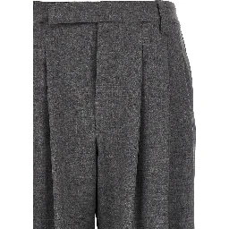 Gray Virgin Wool Casual Pants