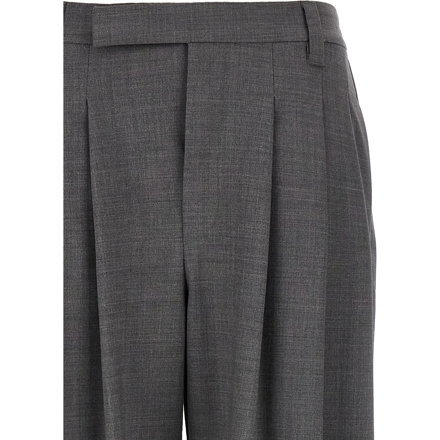 Gray Virgin Wool Casual Pants