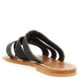 Black Cowhide Slides