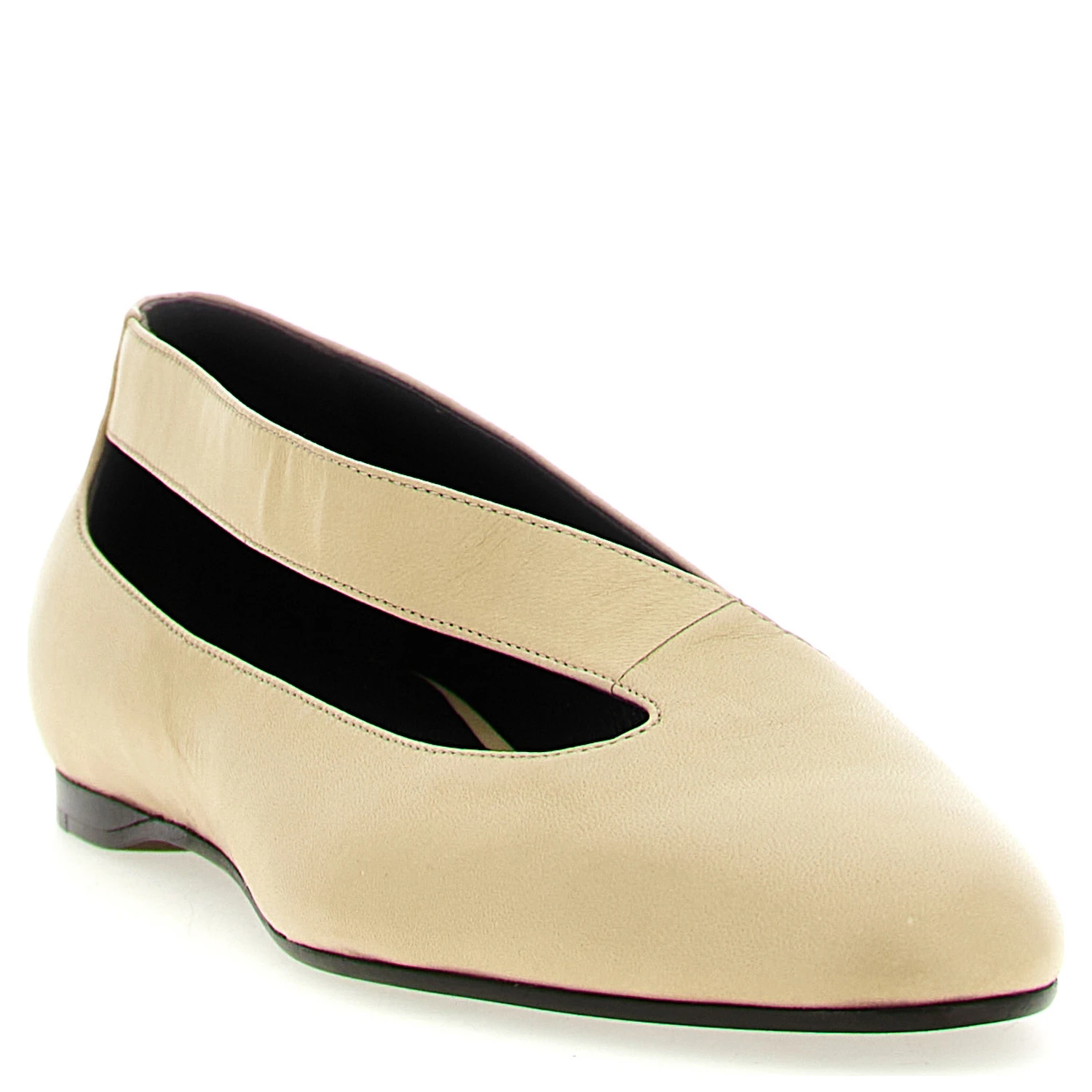 Beige Lamb Leather Ballet Flats