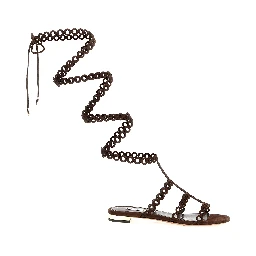 Brown Goatskin Flat Sandals