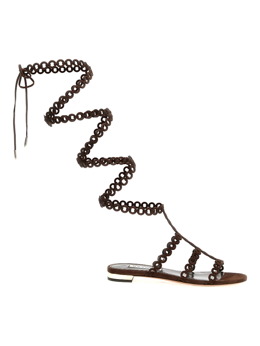 Brown Goatskin Flat Sandals