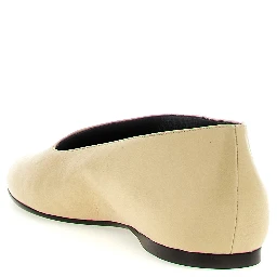 Beige Lamb Leather Ballet Flats