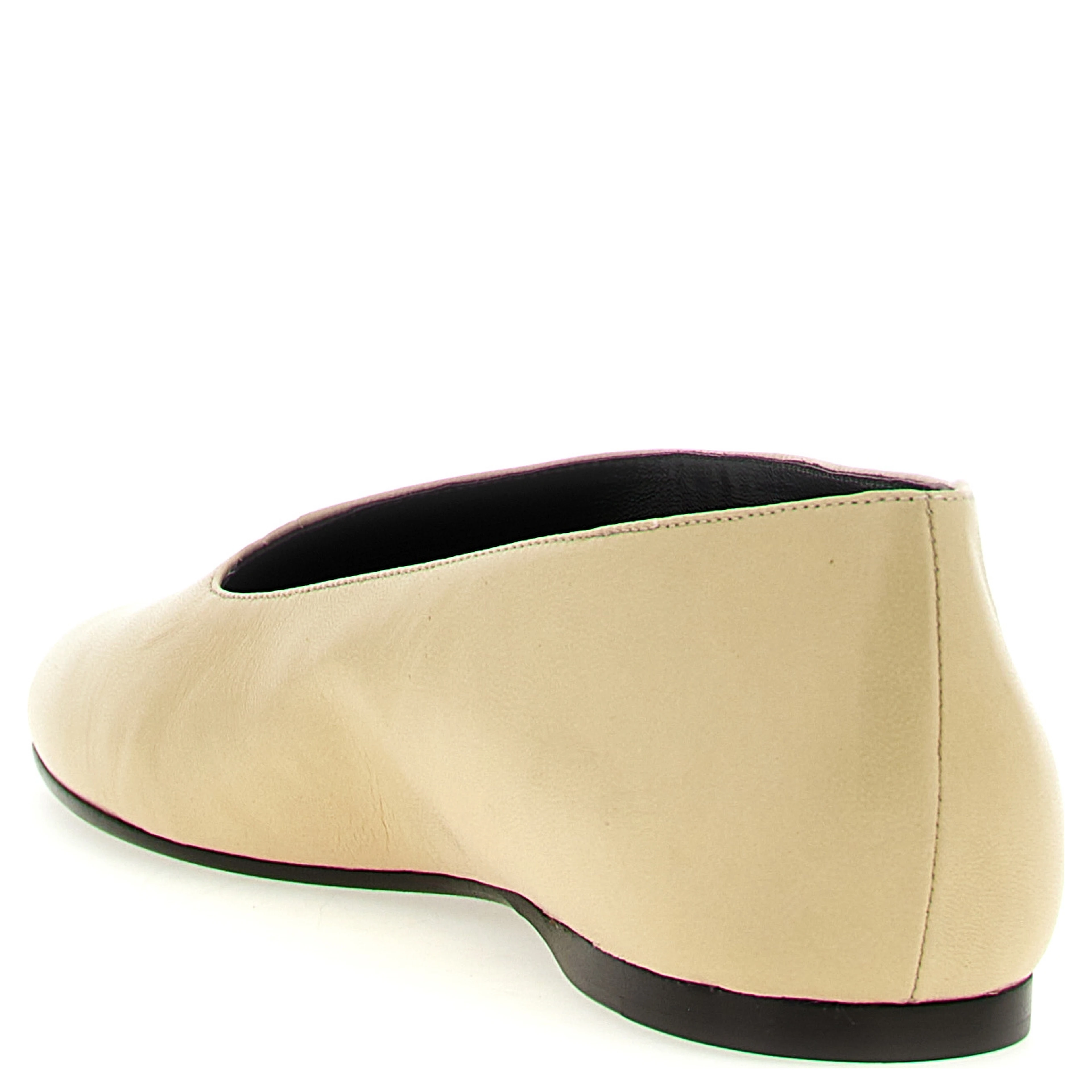 Beige Lamb Leather Ballet Flats