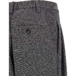 Gray Virgin Wool Casual Pants