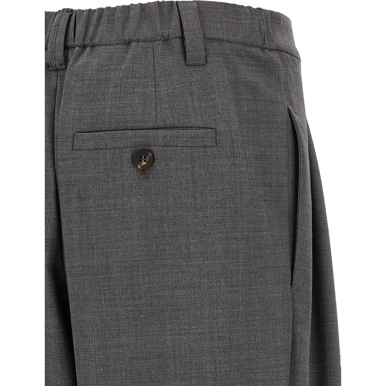 Gray Virgin Wool Casual Pants