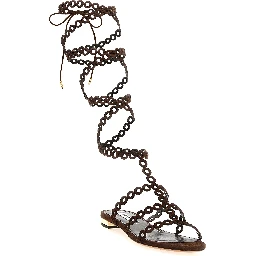 Brown Goatskin Flat Sandals