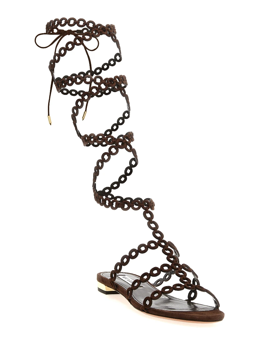 Brown Goatskin Flat Sandals