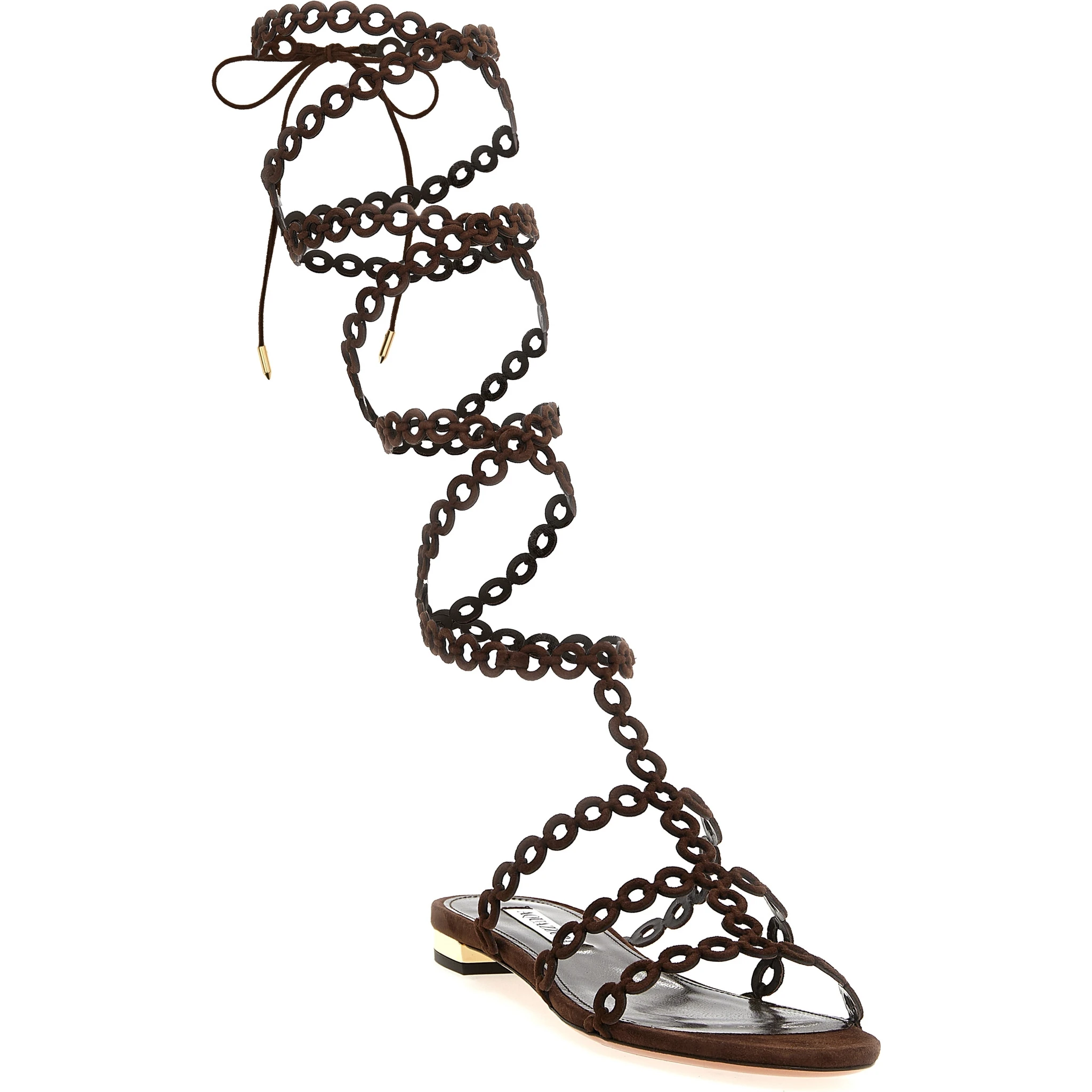 Brown Goatskin Flat Sandals