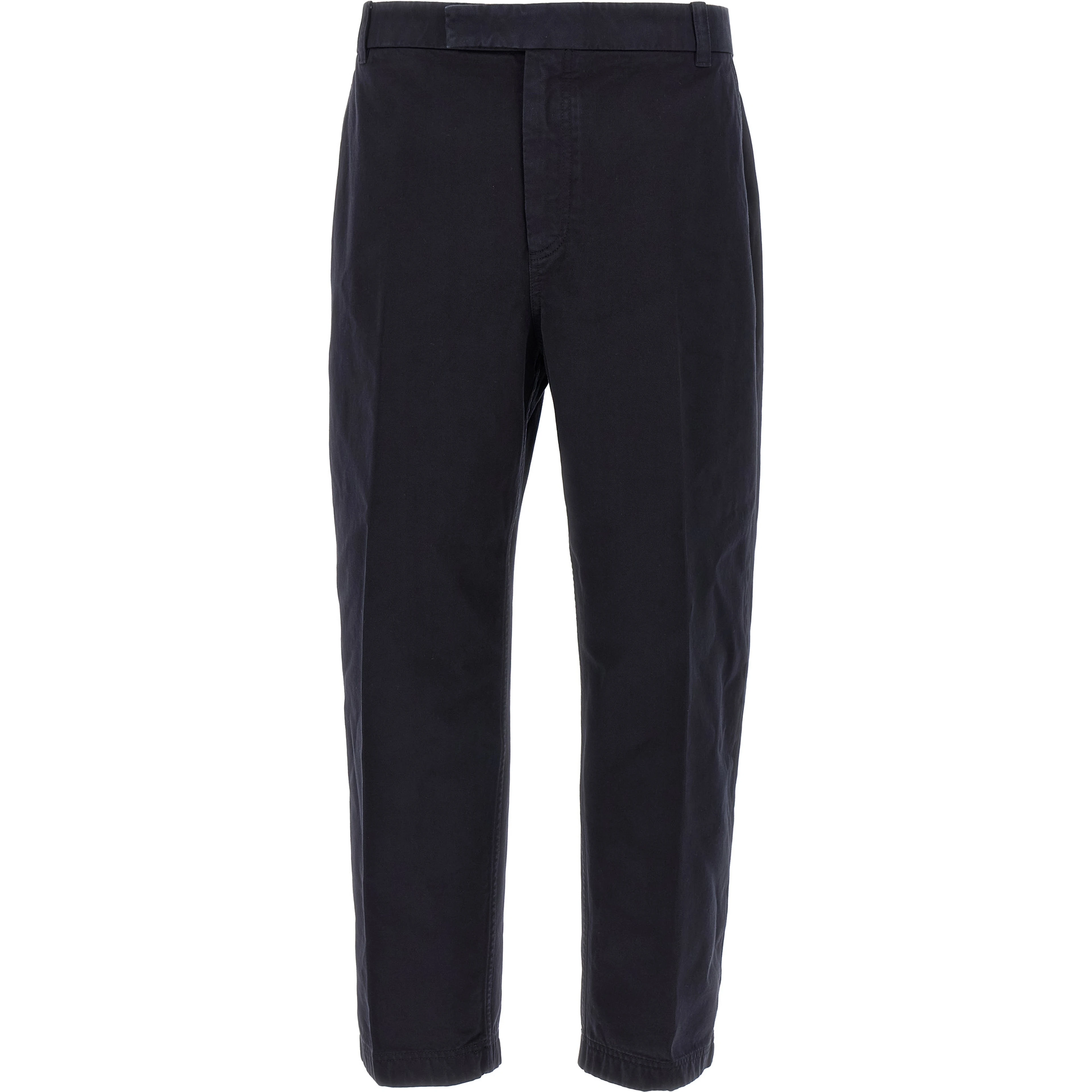 Blue Cotton Casual Pants