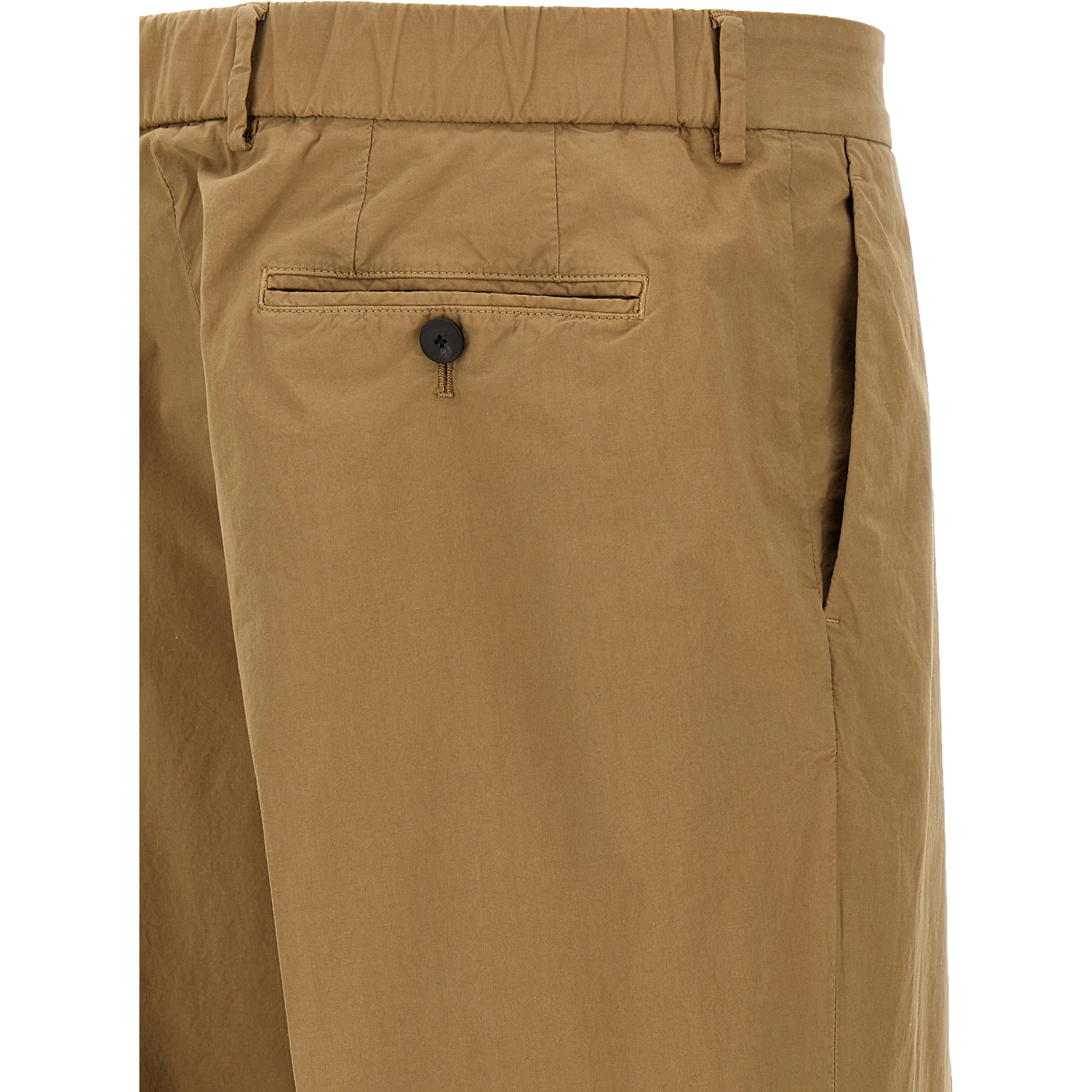 Beige Cotton Casual Pants