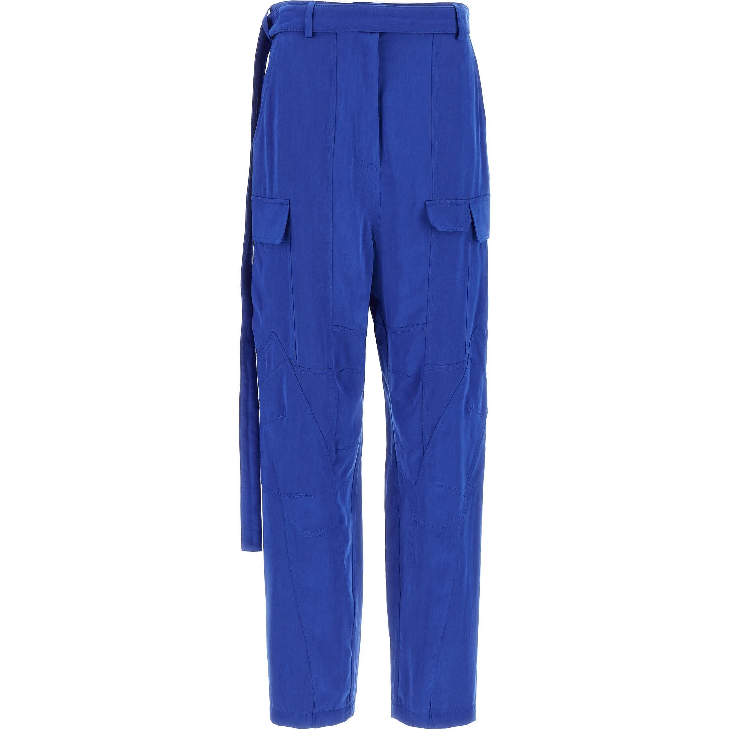 Blue Lyocell Cargo Pants