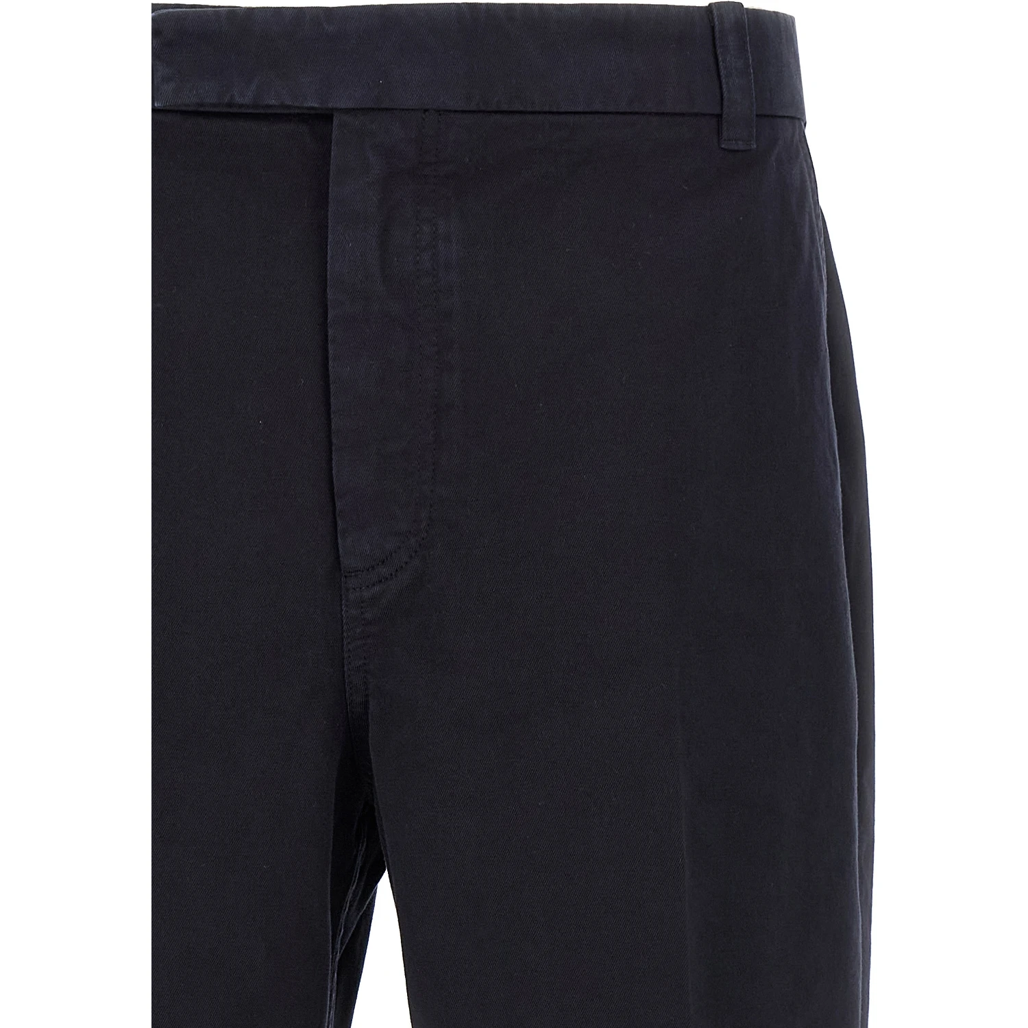 Blue Cotton Casual Pants