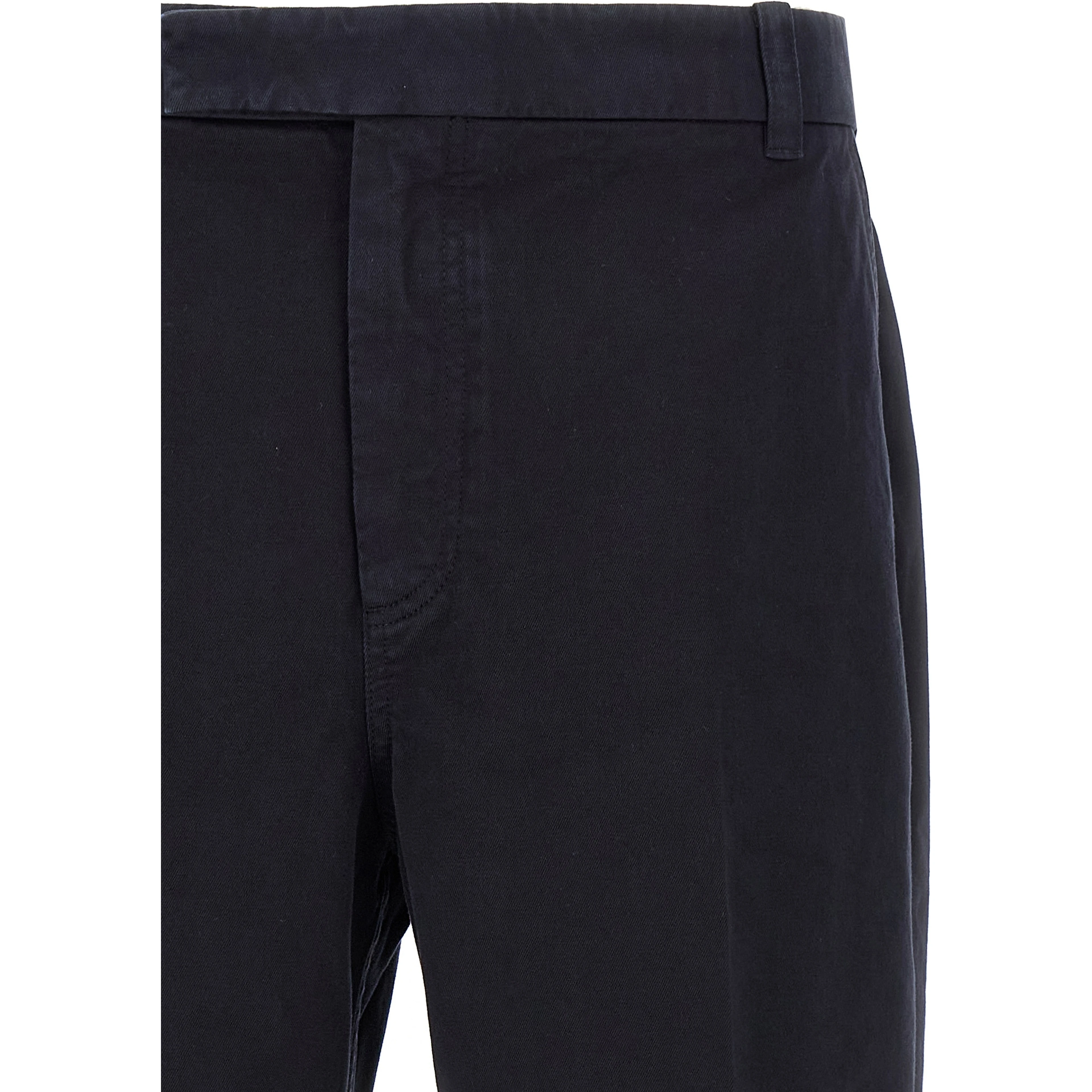 Blue Cotton Casual Pants