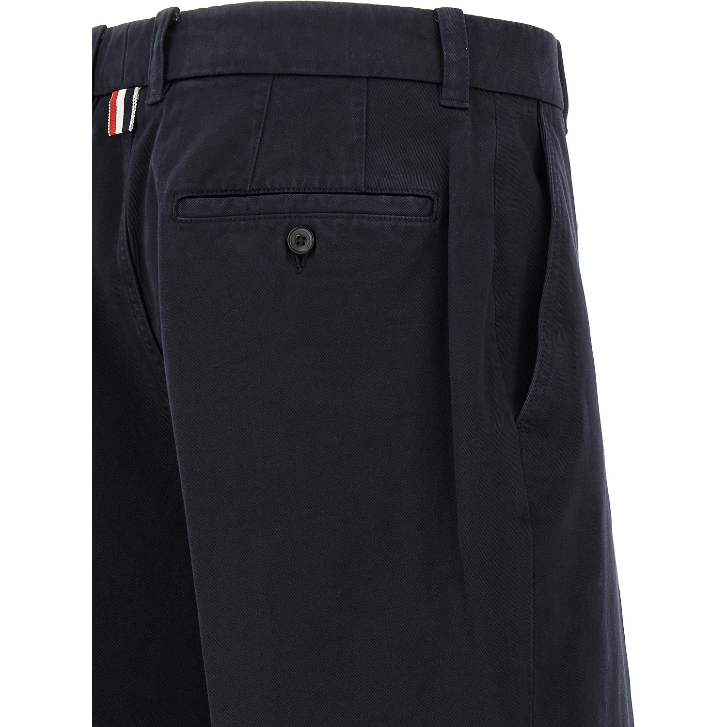 Blue Cotton Casual Pants