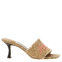 Beige Textile Platform Sandals