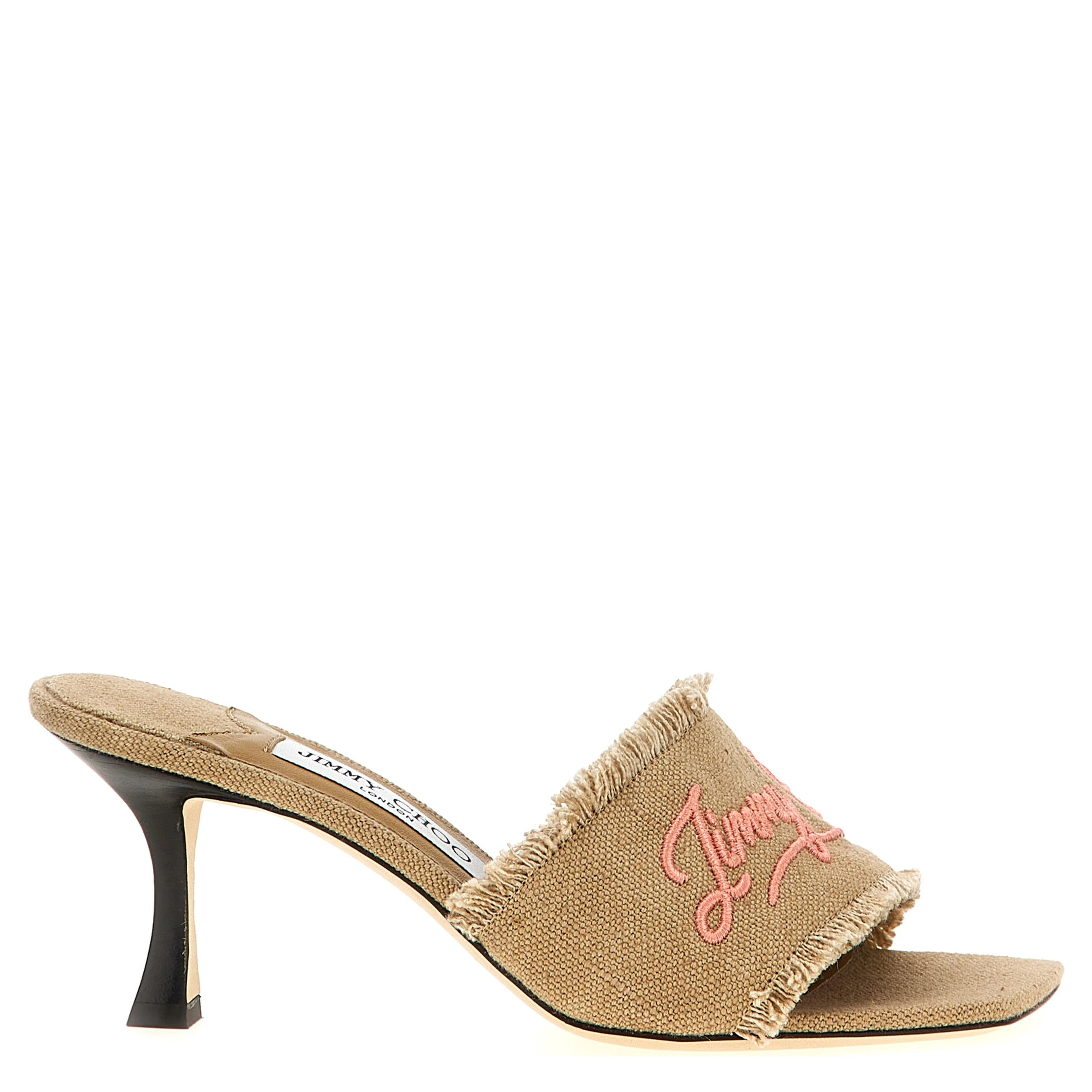Beige Textile Platform Sandals
