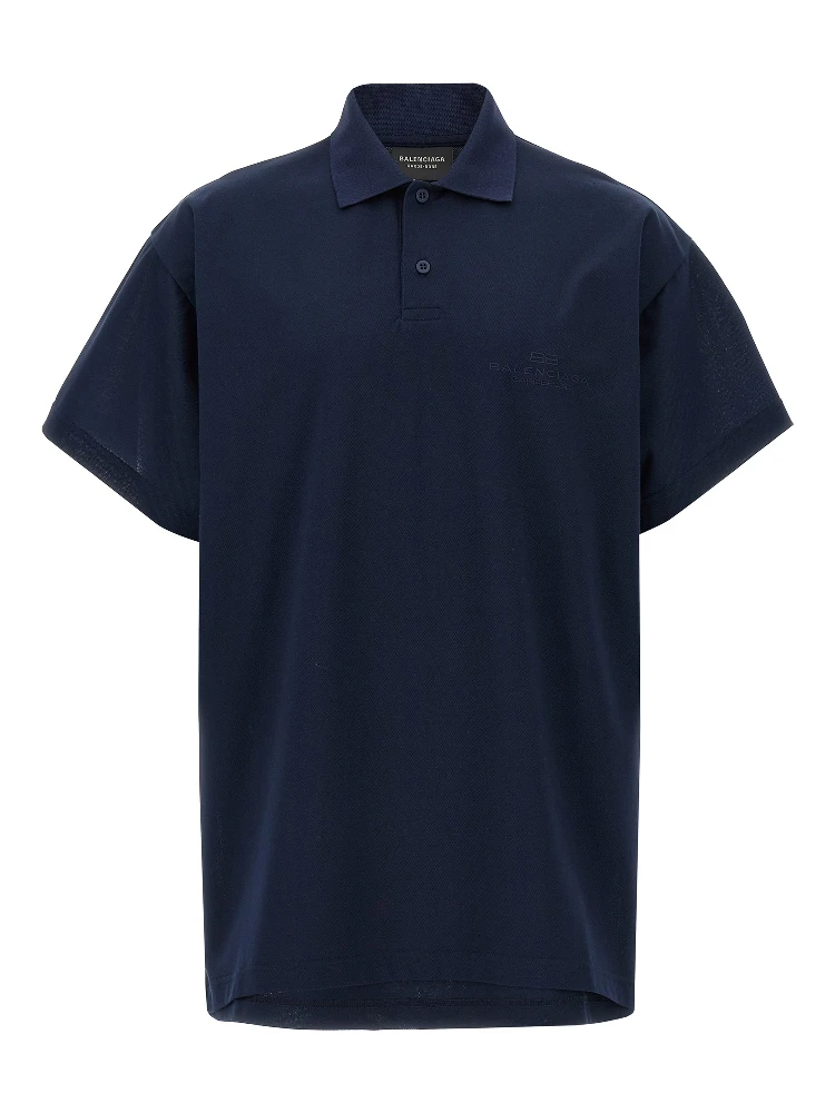 Blue Cotton Polo Shirt