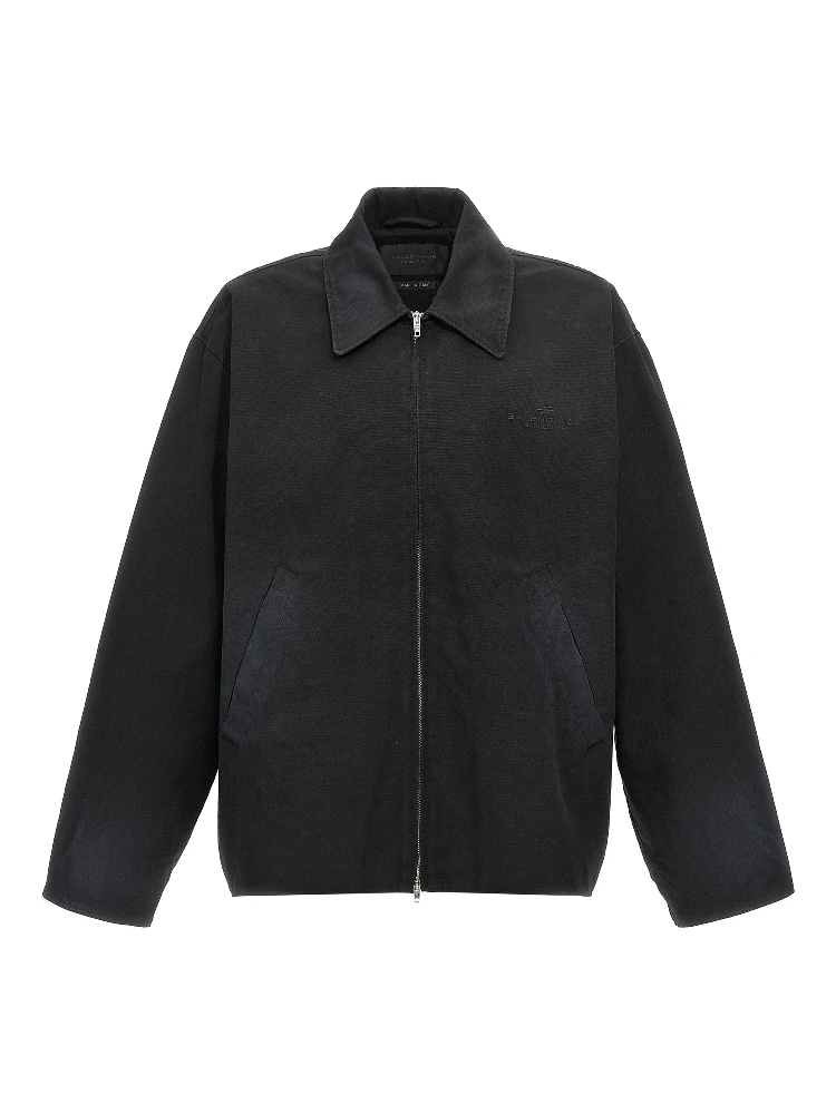 Black Cotton Full-Length Jacket