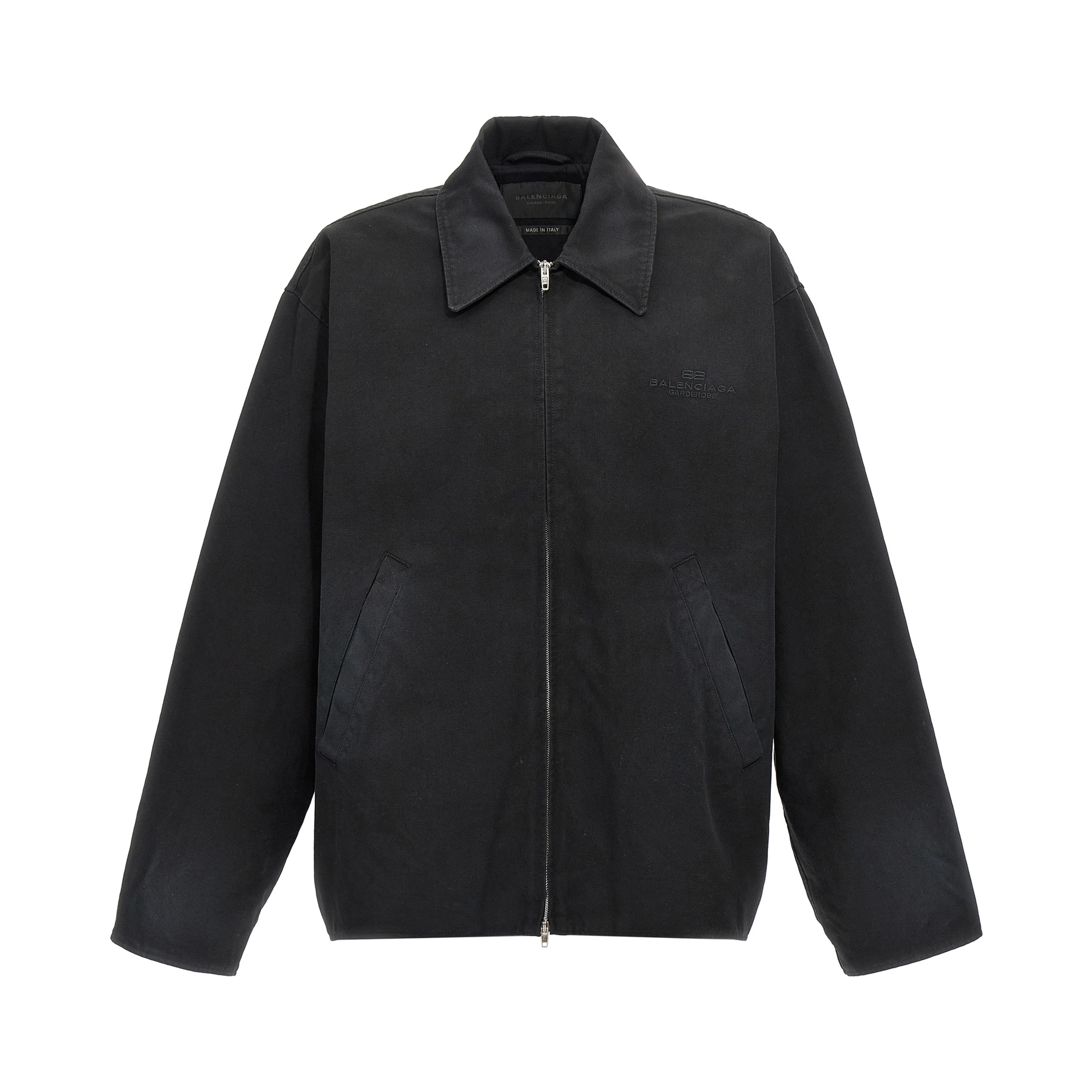 Black Cotton Full-Length Jacket
