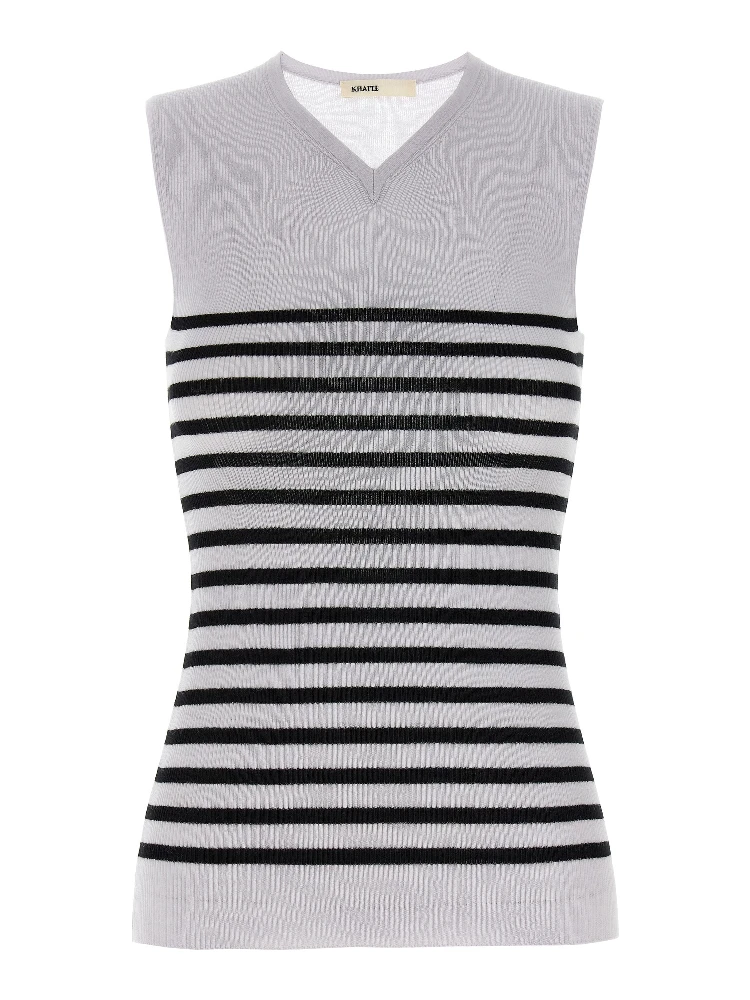 Bicolor Wool Sleeveles T-Shirt