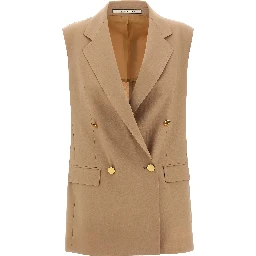 Beige Virgin Wool Sleeveless Jacket