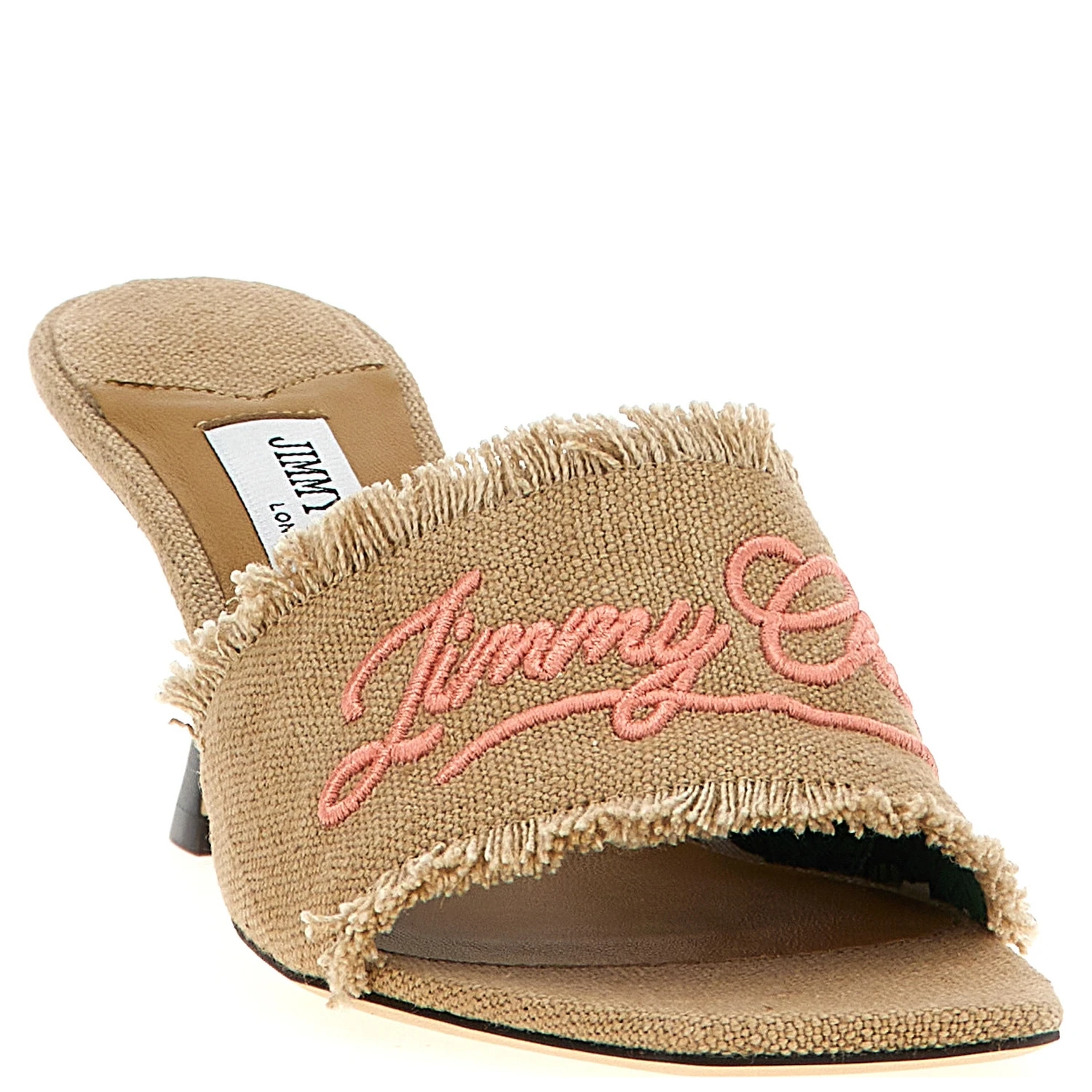Beige Textile Platform Sandals