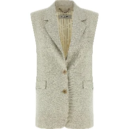 Beige Virgin Wool Sleeveless Jacket