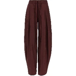 Bordeaux Polyester Casual Pants