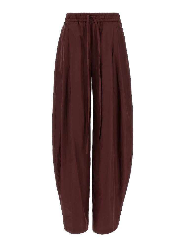 Bordeaux Polyester Casual Pants