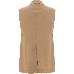Beige Virgin Wool Sleeveless Jacket