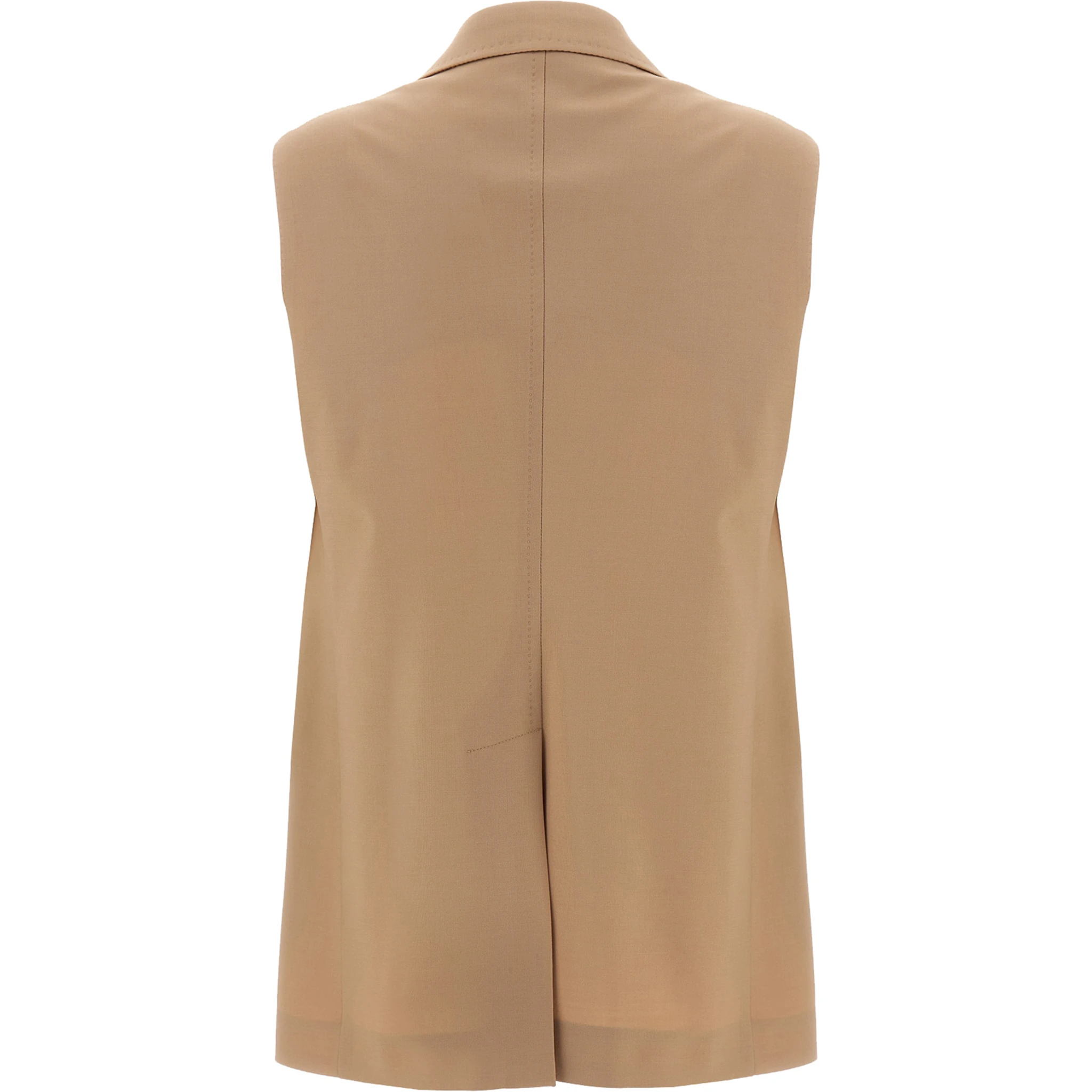 Beige Virgin Wool Sleeveless Jacket