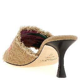 Beige Textile Platform Sandals