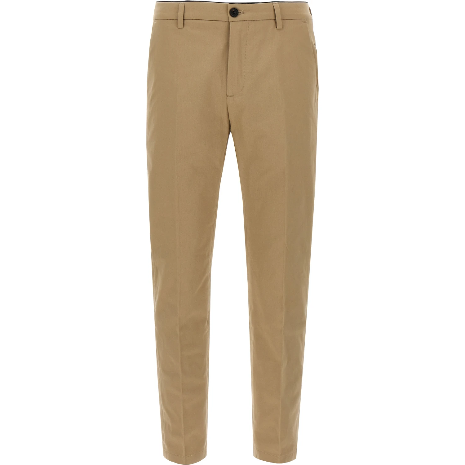 Beige Cotton Cropped Pants