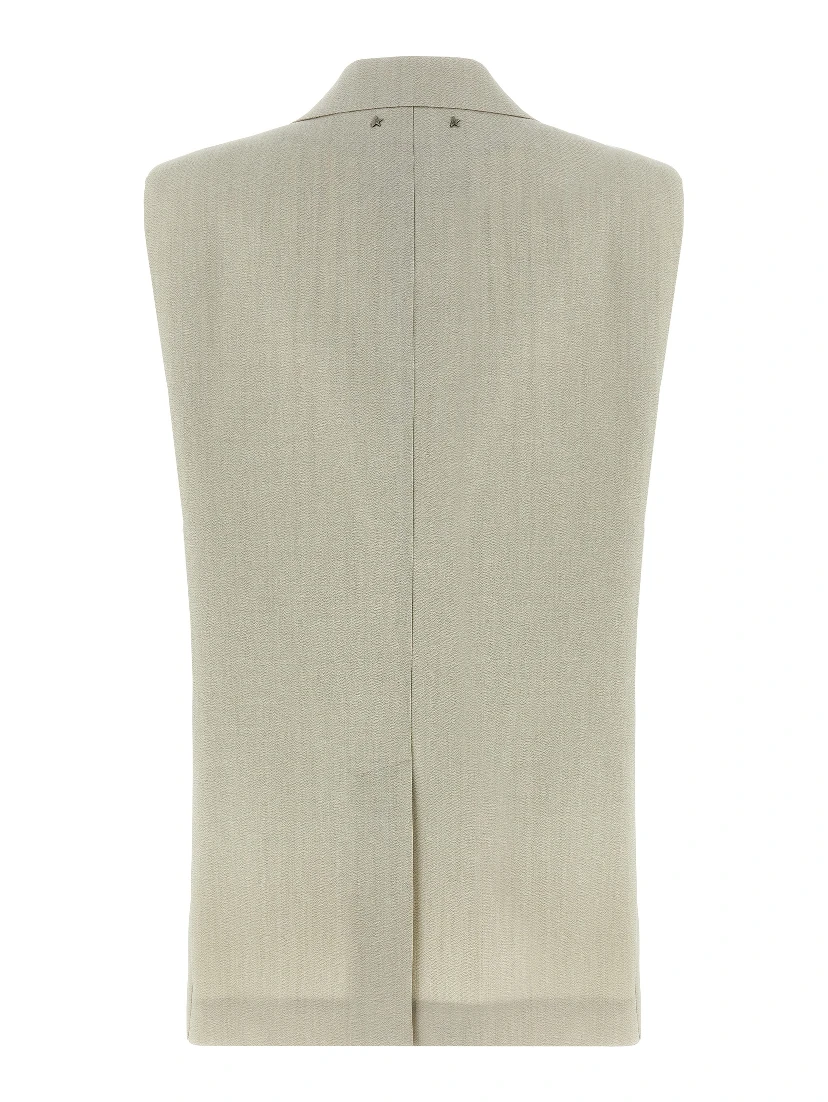 Beige Virgin Wool Sleeveless Jacket