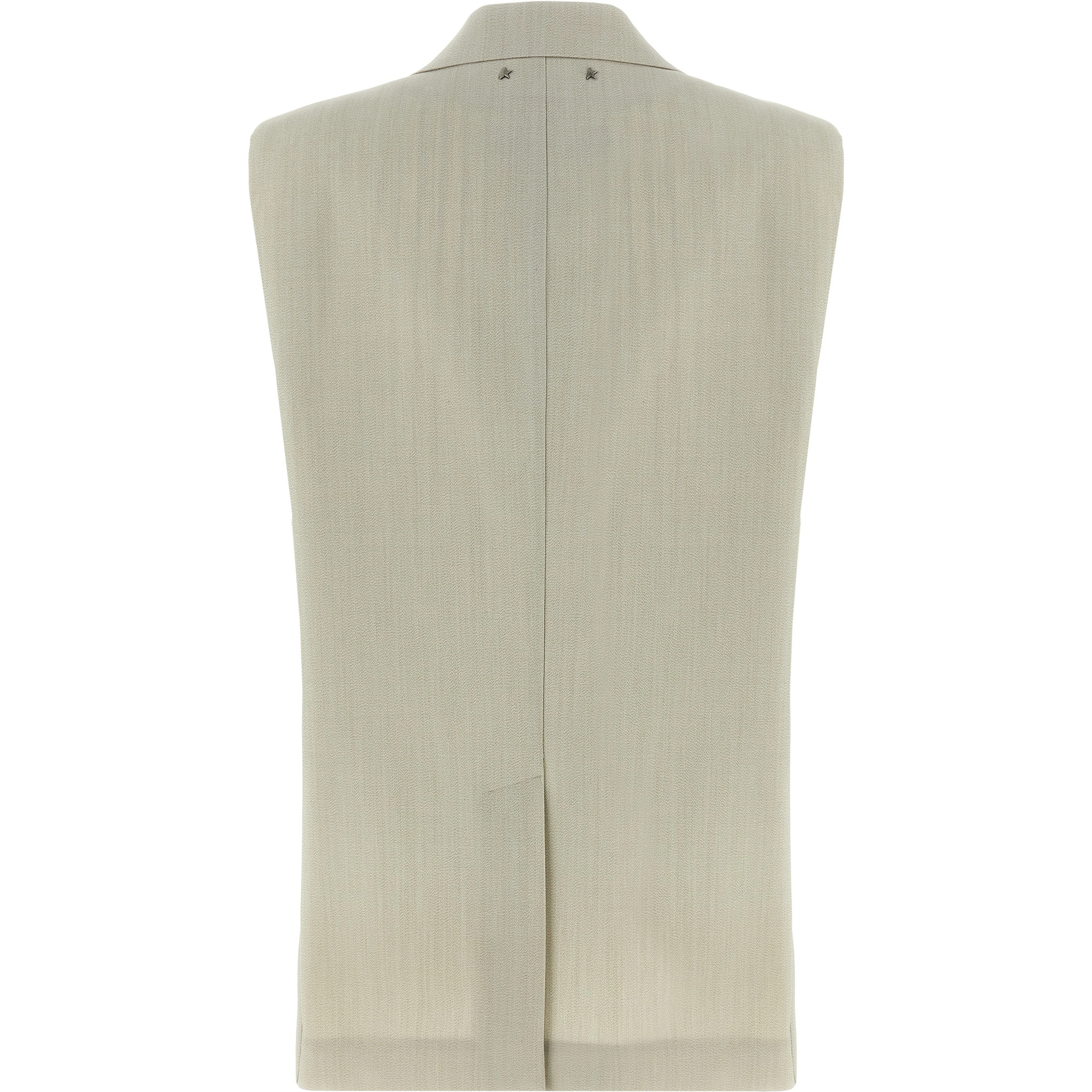 Beige Virgin Wool Sleeveless Jacket