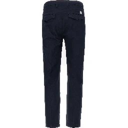 Blue Cotton Cropped Pants