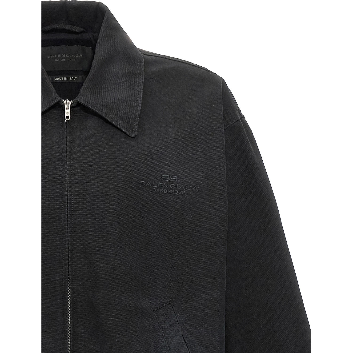 Black Cotton Full-Length Jacket