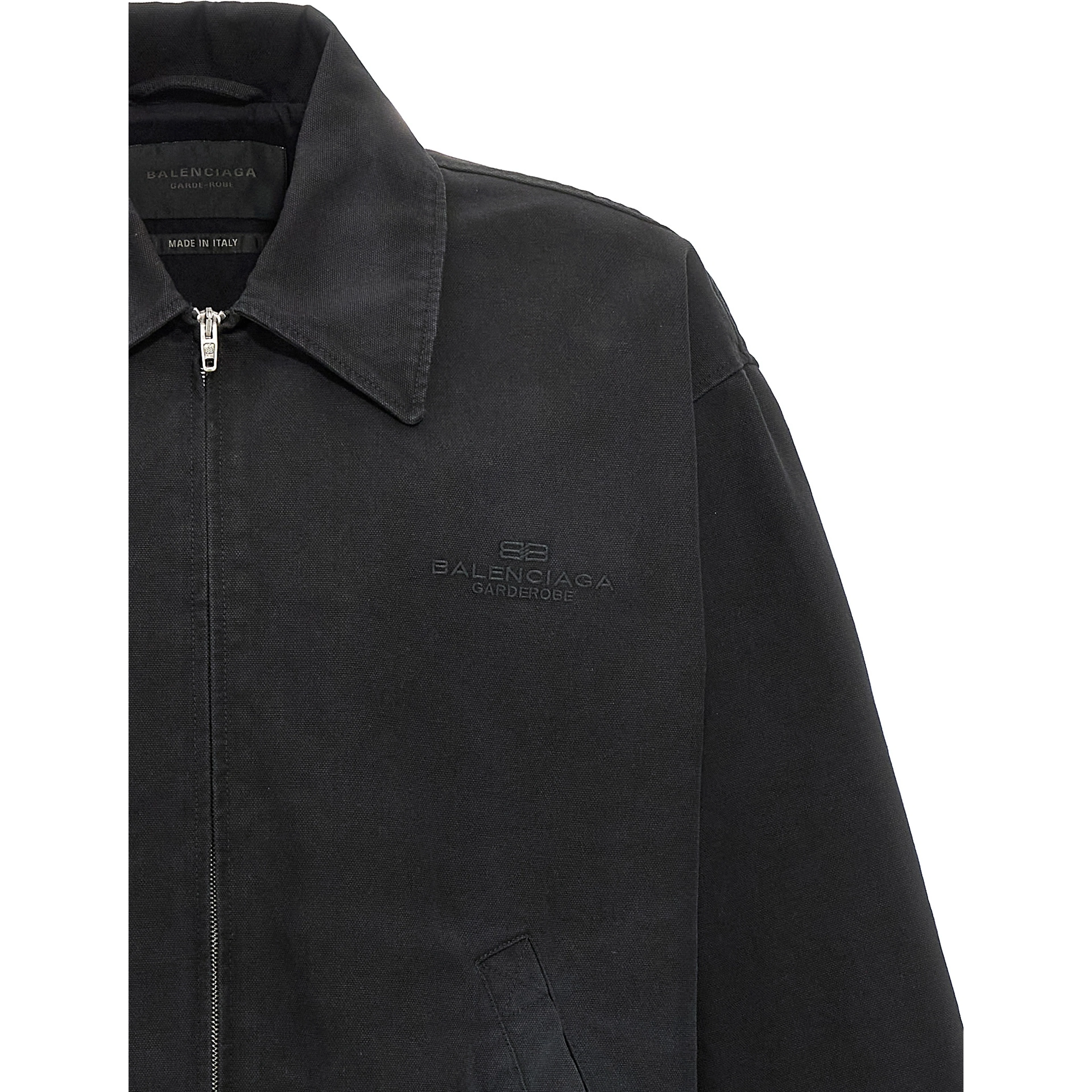 Black Cotton Full-Length Jacket