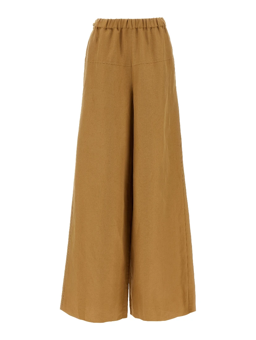Brown Flax Casual Pants