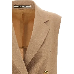 Beige Virgin Wool Sleeveless Jacket