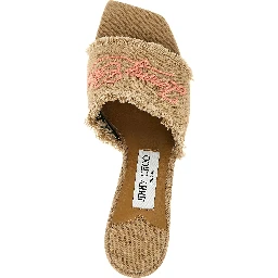 Beige Textile Platform Sandals