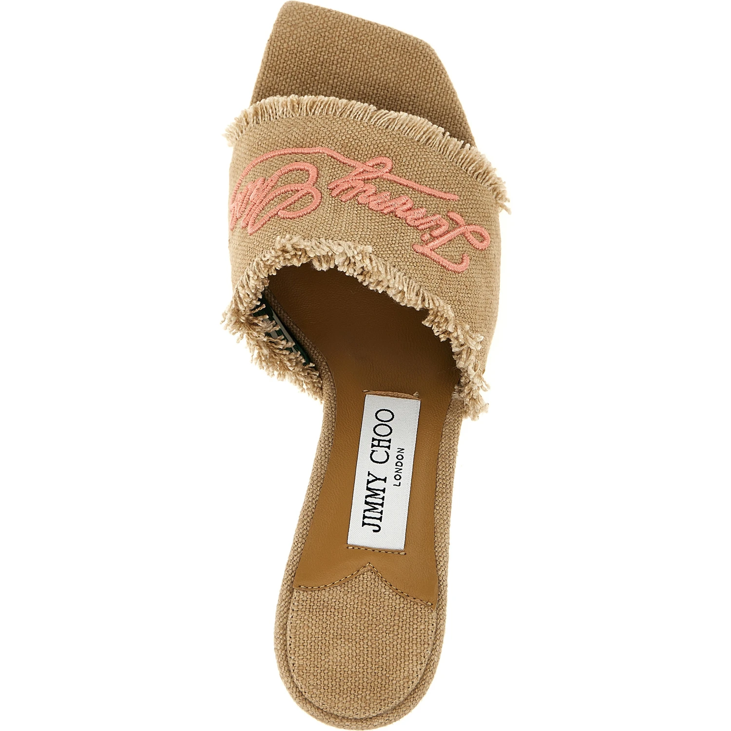 Beige Textile Platform Sandals