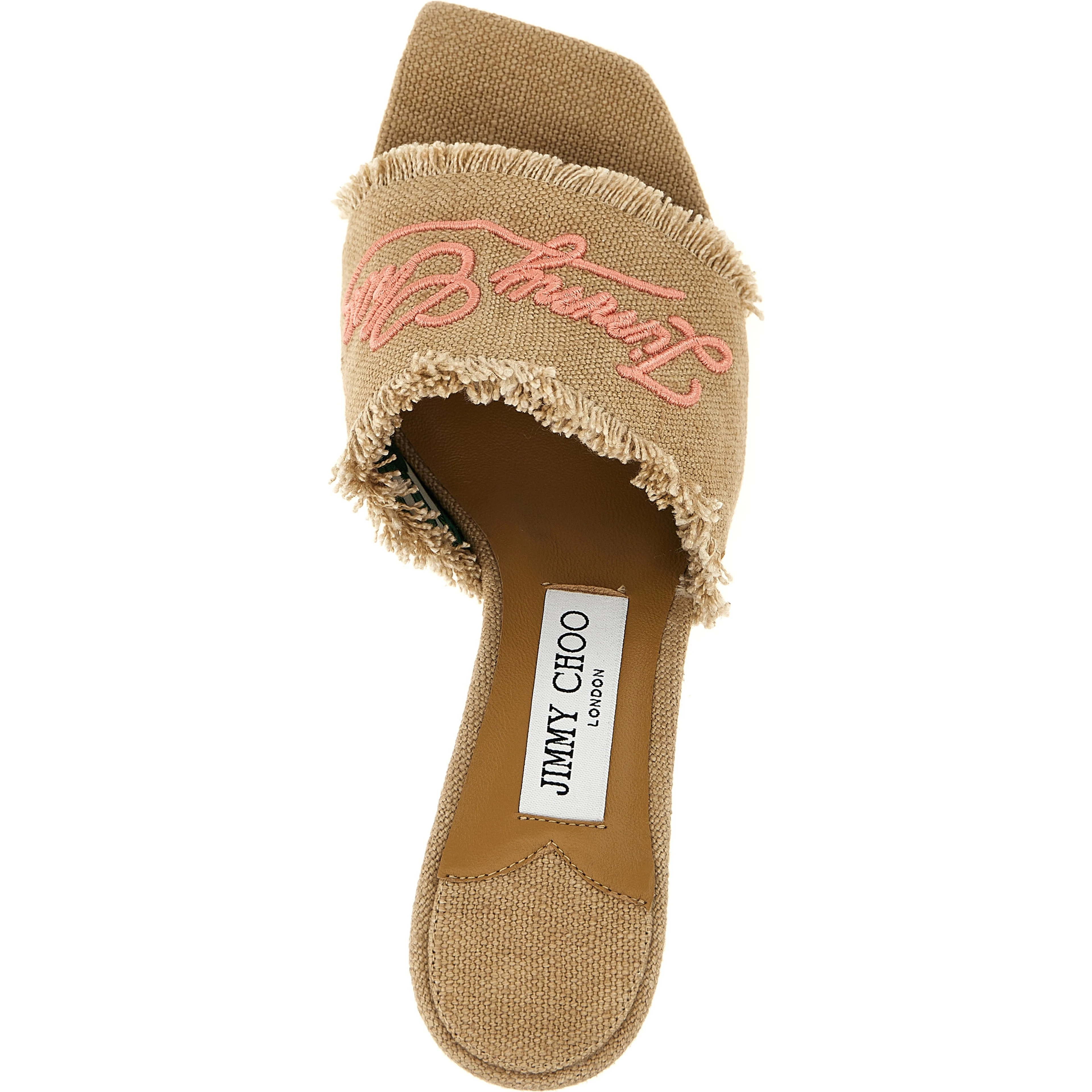 Beige Textile Platform Sandals
